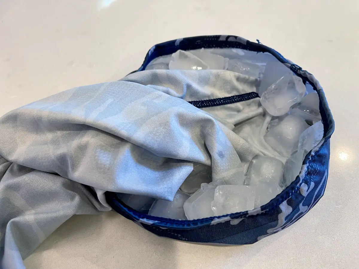 Ice in the end of the gaiter