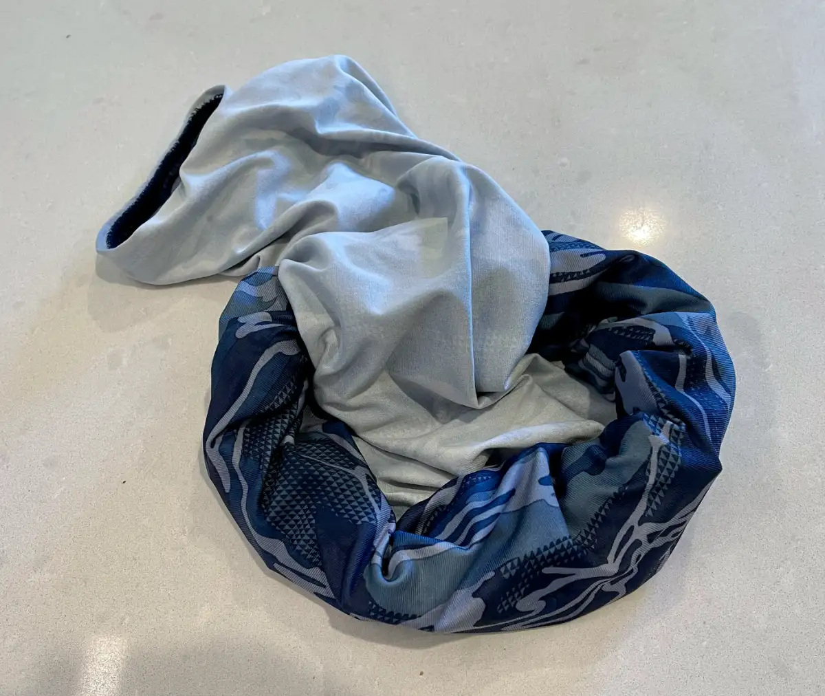 Ice rolled up inside gaiter