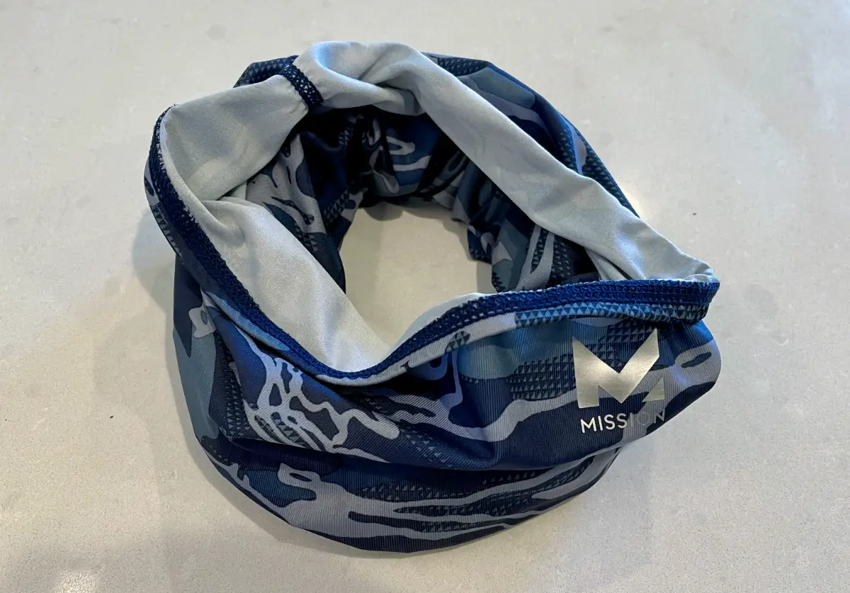 Gaiter with ice ready to be worn